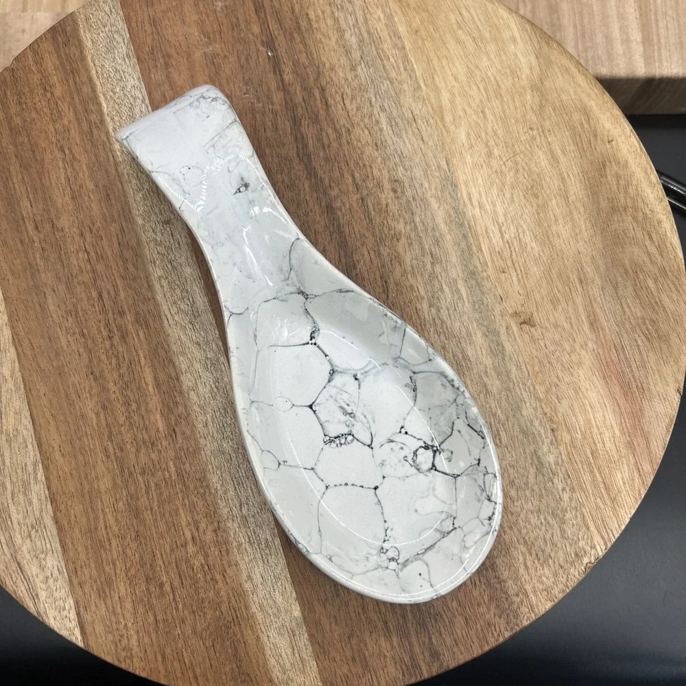 Vintage Ceramic Spoon Rest Country Kitchen Decor Marble